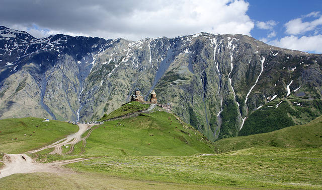 mysterious mountain church Stepantsminda